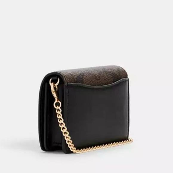 Coach Mini Wallet on a Chain Gold-tone Detachable Crossbody Card case - Picture 8 of 10